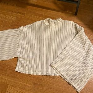 Zara Cream sheer top with wide sleeves